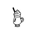 Hand drawn glass of Irish cream coffee. Doodle illustration. Royalty Free Stock Photo